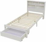 okwish Massivholzbett 90x200cm mit Schubladen B&uuml;cherregal Kinderzimmer Wei&szlig;...