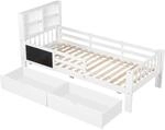 okwish Kinderbett 90x200cm mit Schubladen und Tafel Kinderzimmer Wei&szlig; ohne...