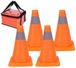 Relaxdays Pylonen 4er Set Polyester Orange Faltbar Reflektierend 30 cm x 19 cm x 19