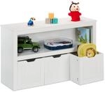 Relaxdays Kinderregal MDF Wei&szlig; mit 3 Boxen auf Rollen 60 cm x 102 cm x 30 cm 21,8 kg