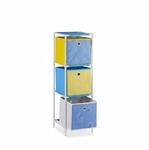Relaxdays Kinderregal Vliesstoff Eisen Kunststoff Mehrfarbig mit 3 Boxen 89 cm x 27,5