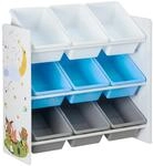 Relaxdays Kinderregal MDF Metall Kunststoff Bunt Mit Motiv Mit 9 Boxen 67 cm x 65 cm