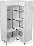 Relaxdays Eckkleiderschrank Stoff Wei&szlig; Faltbar 169 cm x 100 cm x 83 cm