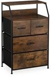 Relaxdays Kommode mit 4 Schubladen MDF Eisen Stoff Dunkelbraun Schwarz