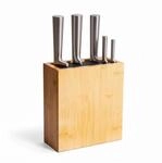 Relaxdays Messerblock Bambus Natur mit Borsteneinsatz 26 cm x 23 cm x 11,5 cm