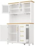 okwish Buffetschrank mit LED Lichtleiste Getr&auml;nkehalter T&uuml;ren K&uuml;che...