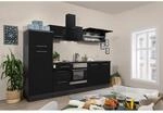 Respekta Premium K&uuml;chenzeile 270 cm Schwarz Hochglanz-Eiche Grau