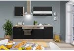 Respekta K&uuml;chenzeile KB220ESSC 220 cm Schwarz-Eiche S&auml;gerau Nachbildung