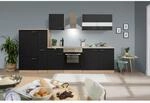 Respekta K&uuml;chenzeile KB300ESSC 300 cm Schwarz-Eiche S&auml;gerau Nachbildung