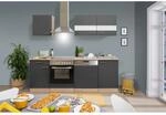 Respekta K&uuml;chenzeile KB220ESGC 220 cm Grau-Eiche S&auml;gerau Nachbildung Gl&auml;nzend