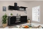 Respekta Premium K&uuml;chenzeile 210 cm Schwarz Hochglanz-Eiche Grau