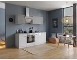 Respekta Economy K&uuml;chenzeile KB220WWBSC 220 cm Wei&szlig;-Beton Optik