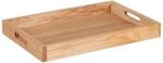 Relaxdays Serviertablett Walnussholz MDF Natur Mit Griffen 5 cm x 55 cm x 35 cm