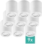 Oktaplex 9er Set Aufputz Spot Lile M inkl. LED-Module Dimmbar Warmwei&szlig; 3000K...