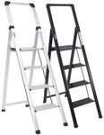 TRUTZHOLM Alu Trittleiter 4 Stufig Klappbar mit Handlauf 150kg Silber