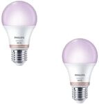 Philips Smart-LED-Leuchtmittel E27 Gl&uuml;hlampenform 60 W 806,m RGB 2-Flammig Set