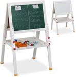 Relaxdays Standtafel mit Whiteboard Kiefernholz MDF Wei&szlig; Gr&uuml;n H&ouml;henverstellbar