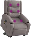 vidaXL Elektrischer Massagesessel mit Aufstehhilfe Taupe Stoff 3310286