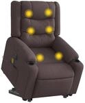 vidaXL Elektrischer Massagesessel mit Aufstehhilfe Dunkelbraun Stoff 3310284