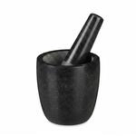 Relaxdays M&ouml;rser mit St&ouml;&szlig;el Granit Schwarz Grau Hoch 13 cm x 13 cm 2,7 kg