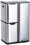 Relaxdays M&uuml;lltrennsystem Edelstahl Kunststoff Silber Softclose Fu&szlig;pedal Push-Knopf