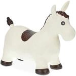 Relaxdays H&uuml;pftier Pferd PVC Wei&szlig; Dunkelbraun Rutschhemmend Aufblasbar 46 cm x 25