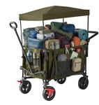 Relaxdays Bollerwagen Polyester Gr&uuml;n Faltbar mit Dach 131 cm x 54 cm x 97 cm