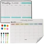 Relaxdays Whiteboard f&uuml;r K&uuml;hlschrank 2er Set Kunststoff Wei&szlig; Magnetisch...