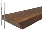Relaxdays Wandregal Kiefernholz Dunkelbraun mit Baumkante 70 cm