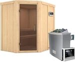 Karibu Sauna-Set Cleo inkl. Ofen 9 kW mit ext. Steuerung