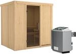 Karibu Sauna-Set Bjarne inkl. Ofen 9 kW mit integr. Steuerung, T&uuml;r Graphit