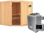 Karibu Sauna Kotka inkl. 9 kW Ofen mit ext. Strg., Glast&uuml;r Bronziert