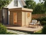 Finntherm Gartensauna Cubus-70 B Naturbelassen 264 cm x 321 cm Wandst&auml;rke 70 mm