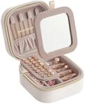 Songmics Reise-Schmuckk&auml;stchen Anah 10,5 x 10,5 x 6 cm Wei&szlig;-Beige