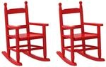 vidaXL Schaukelstuhl f&uuml;r Kinder 2 Stk Rot Massivholz Pappel