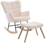 okwish Schaukelstuhl mit Armlehnen Fu&szlig;hocker Relaxsessel Wohnzimmer 68x88x91cm...