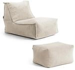 mokebo Sitzsack mit Hocker aus Cord Der Gelassene Bean Bag Relaxliege oder