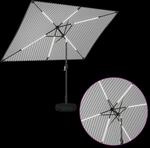 vidaXL Gartenparasol mit LED-Lichtern und Sockel 200 x 300 cm 42036247