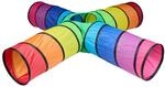 Relaxdays Spieltunnel Polyester Stahldraht Bunt mit 4 R&ouml;hren 46 cm x 232 cm x 232 cm