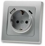 ChiliTec DELPHI Schutzk Steckdose 250V 16A & USB C Silber