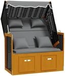 vidaXL Strandkorb mit Kissen Poly Rattan Massivholz Schwarz Anthrazit 318667