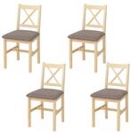 MCW Esszimmerstuhl F77 4er-Set Natur Polster Grau