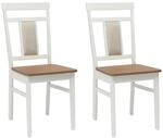 vidaXL Esszimmerstuhl 2 Stk Wei&szlig; und Natur Massives Gummiholz 42020506