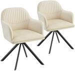 Tectake Samt Drehstuhl Lona Gepolstert Mit Durchgehender Lehne 2Er Set 59 x 56 x 81