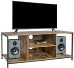 Relaxdays TV Lowboard Holzwerkstoff Stahl Braun Schwarz Rutschfest Verstellbar 50 cm