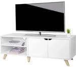 Relaxdays TV Lowboard Holzwerkstoff Wei&szlig; 6 F&auml;cher 50 cm x 140 cm x 40 cm