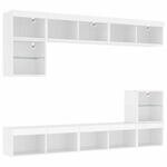 vidaXL 8-Tlg Wohnwand mit LED-Beleuchtung Wei&szlig; Holzwerkstoff 3216668