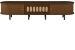 okwish TV Schrank mit Rattan Rollt&uuml;r MDF Wohnzimmer 180x40x40cm Nussbaum