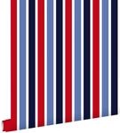 ESTAhome Tapete Vertikale Streifen Dunkelblau Rot und Wei&szlig; 53 Cm X 1005 M