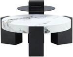 okwish Beistelltisch mit Zwei Ebenen und Glasplatte f&uuml;r Wohnzimmer 78x75x34 cm...